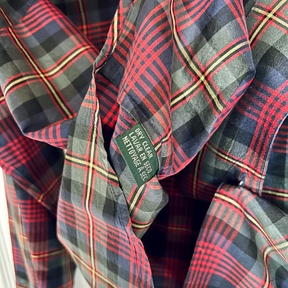 Lauren Ralph Lauren Silk Plaid Button Down Shirt - Picture 4 of 5